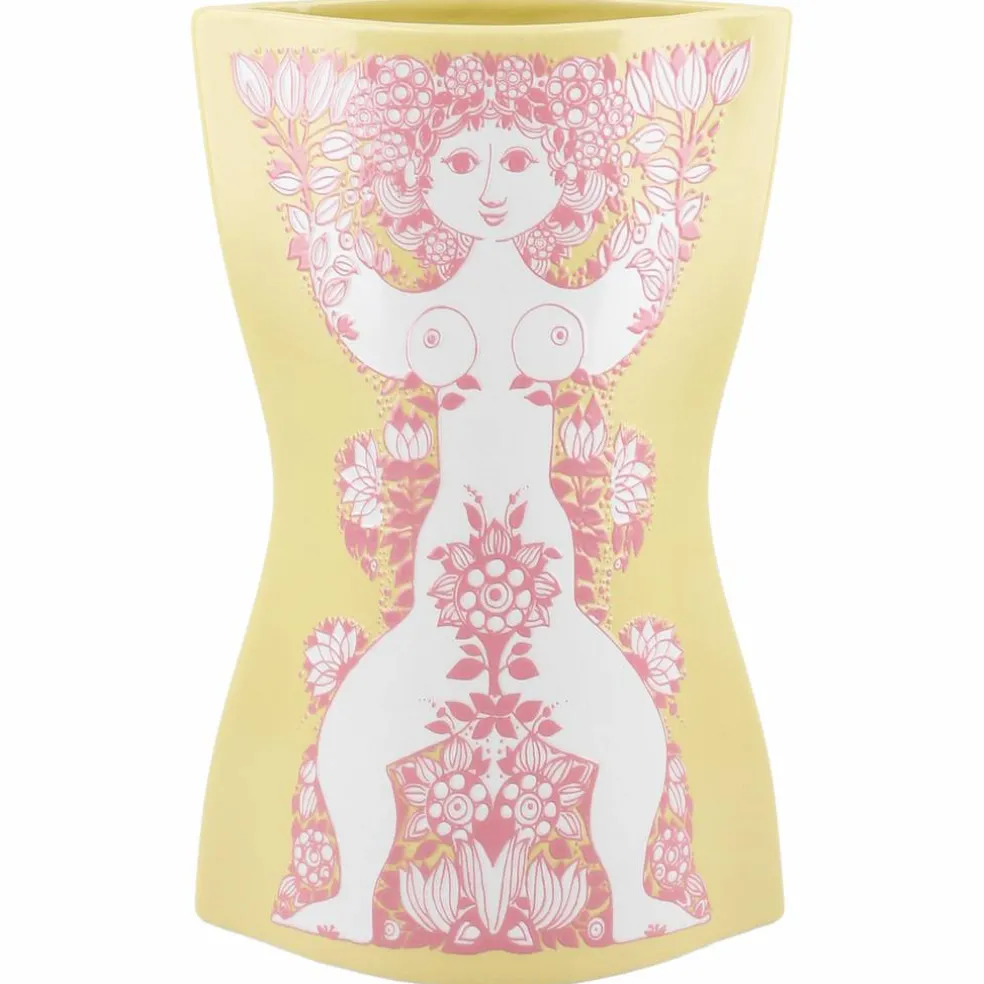 Nina vas 22 cm, gul/rosa