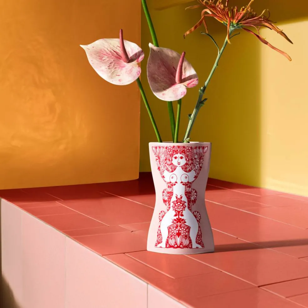 Nina vas 16,5 cm, rosa/röd