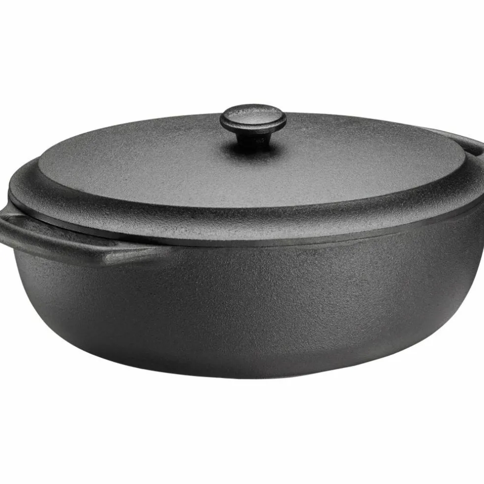 Oval Gryta 2 Liter Gjutjärn Järnlock