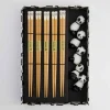 Panda Brown ätpinnar med stöd 5 par