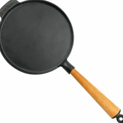 Pannkaksjärn i gjutjärn 23 cm, handtag i bok