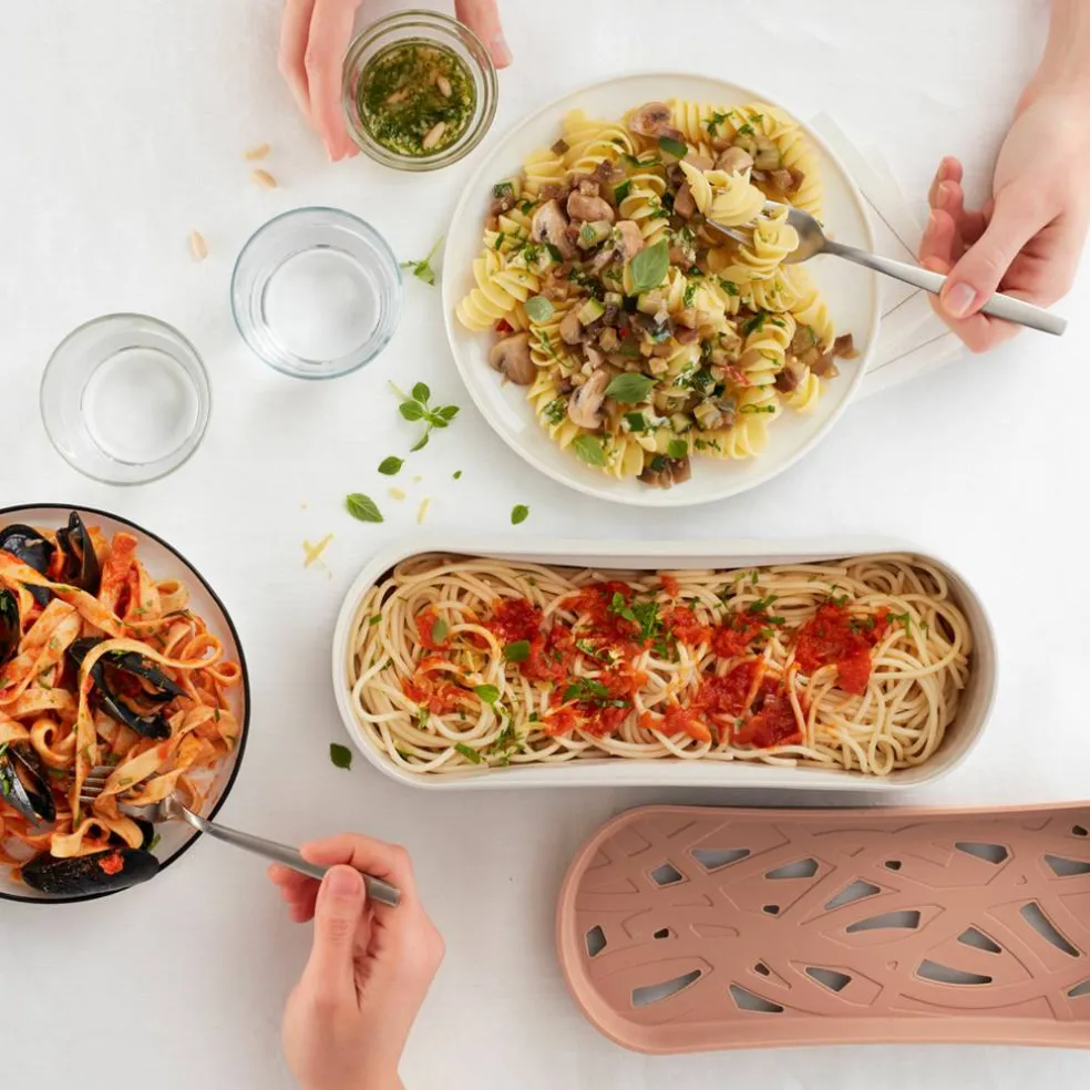 Pastakokare för mikrovågsugn, terracotta