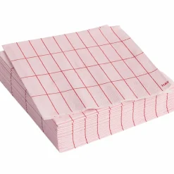 Pattern cocktailservetter 20-pack, pink/red grid