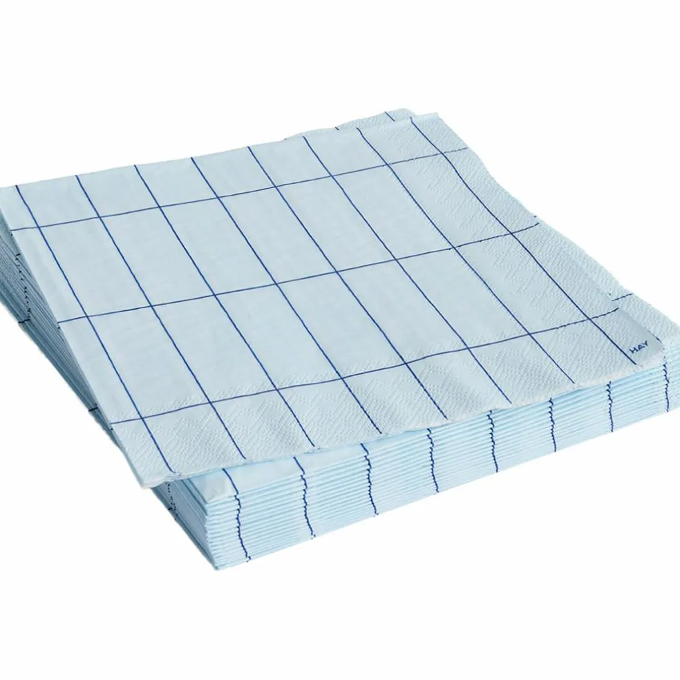 Pattern middagsservetter 20-pack, light blue/blue grid
