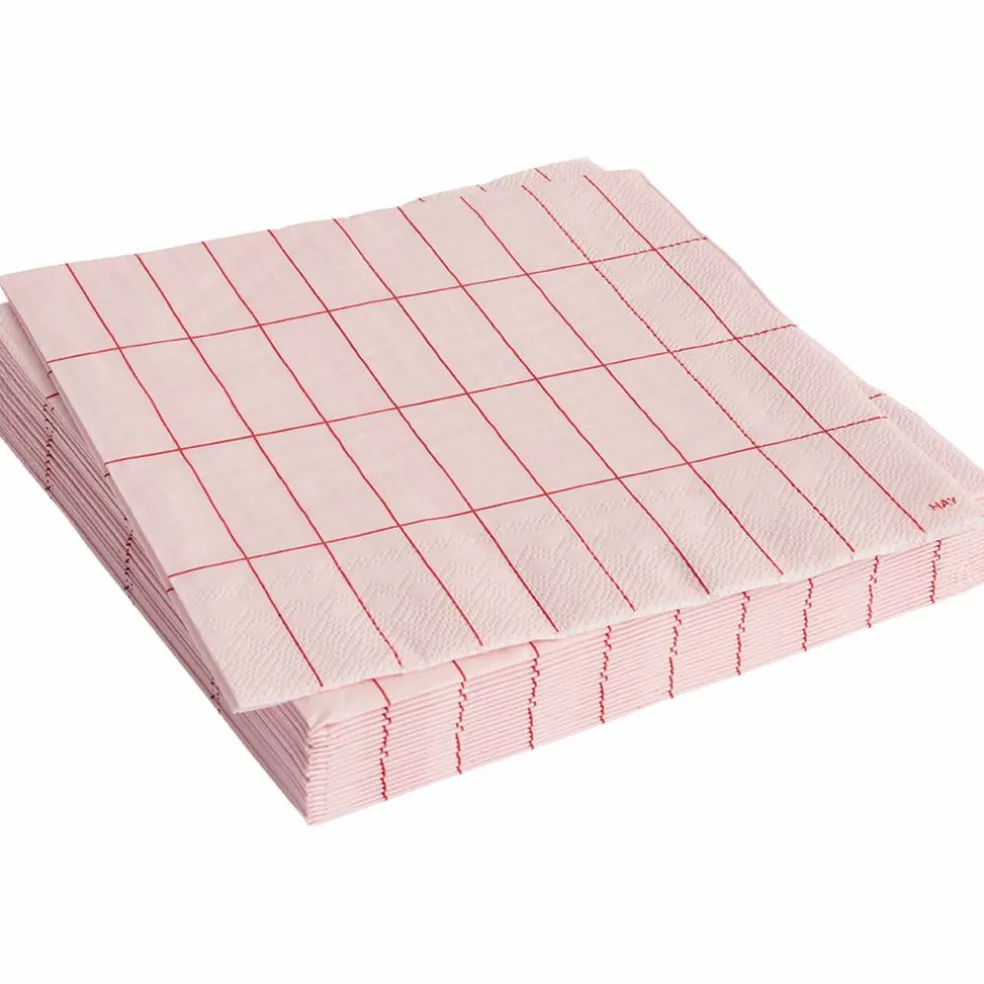 Pattern middagsservetter 20-pack, pink/red grid