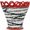 Patty L kruka 30 x 26 cm, röd/zebramönstrad