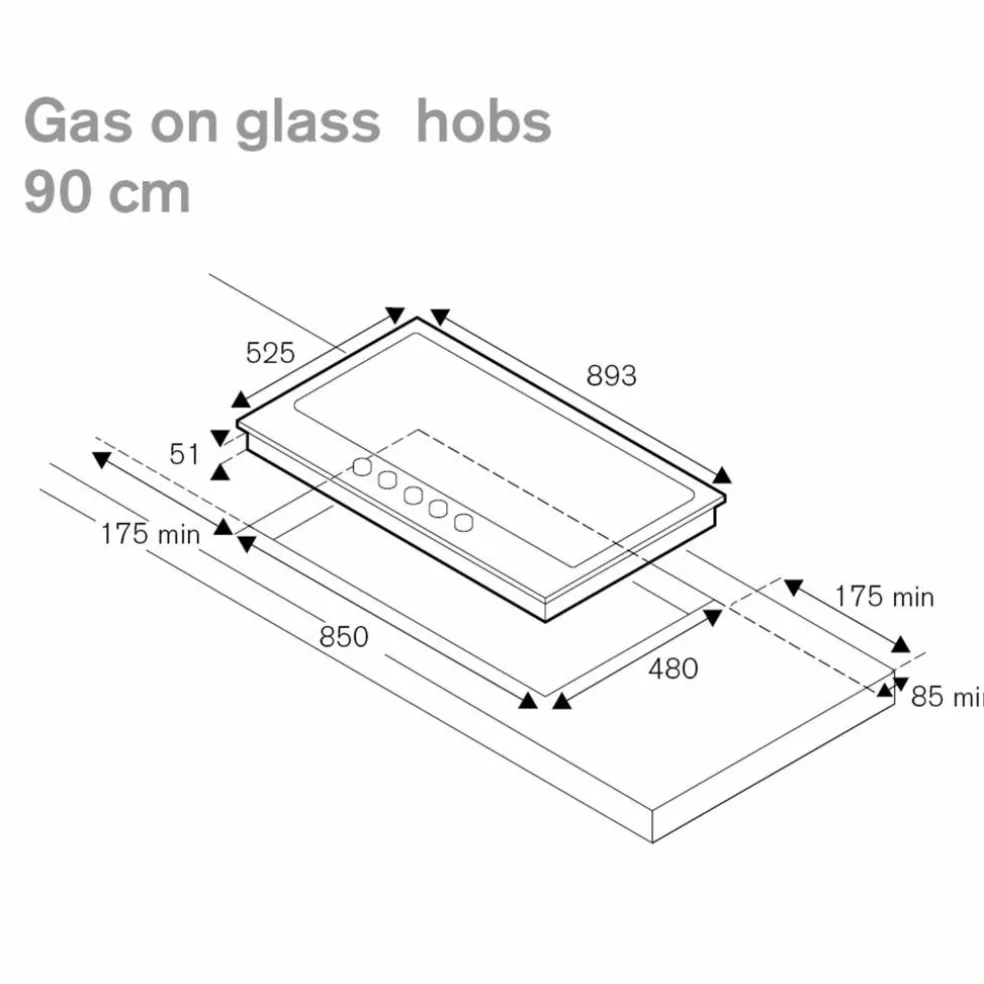 P905CPROGNE gashäll 90 cm, svart