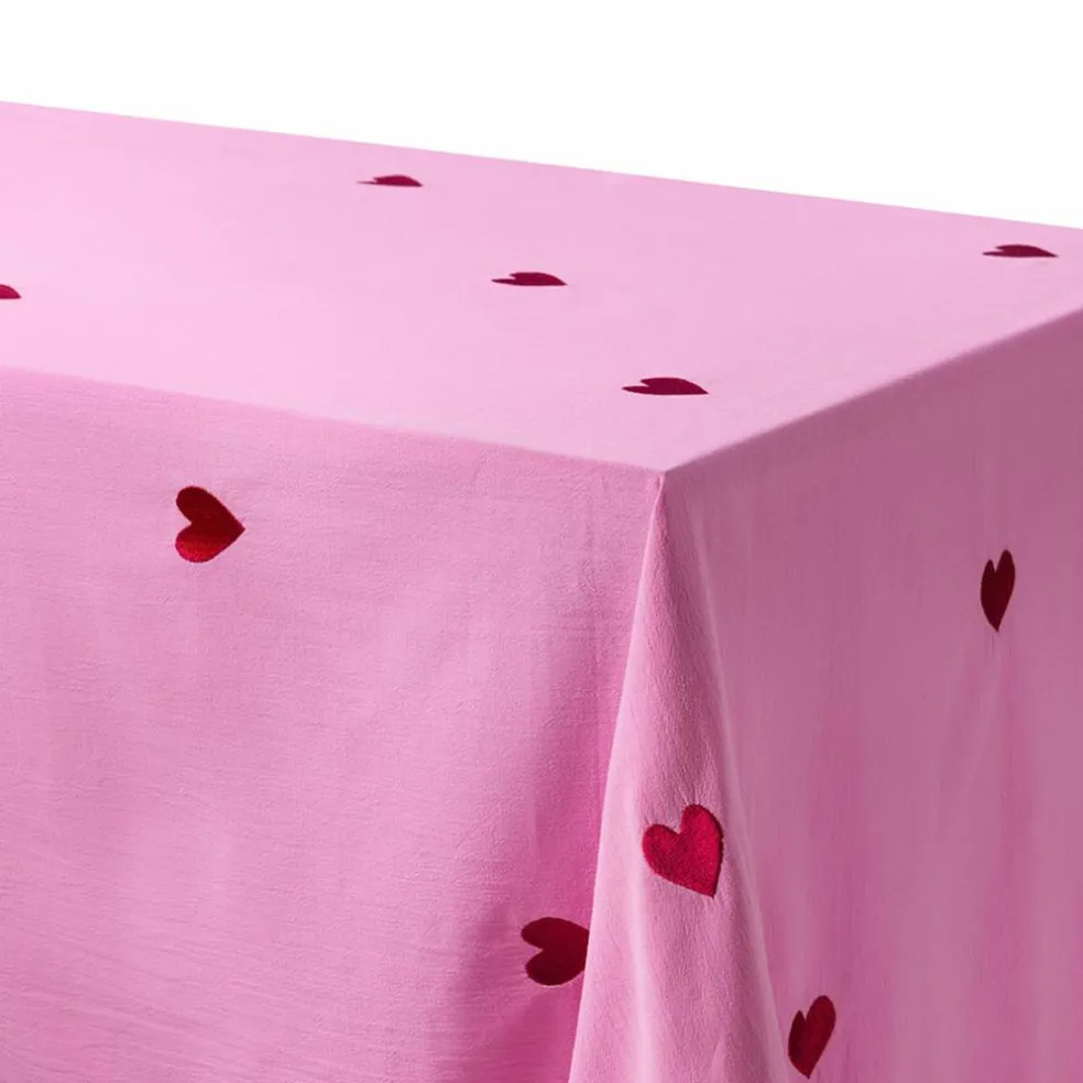 Pink Hearts bordsduk 250x145 cm, rosa