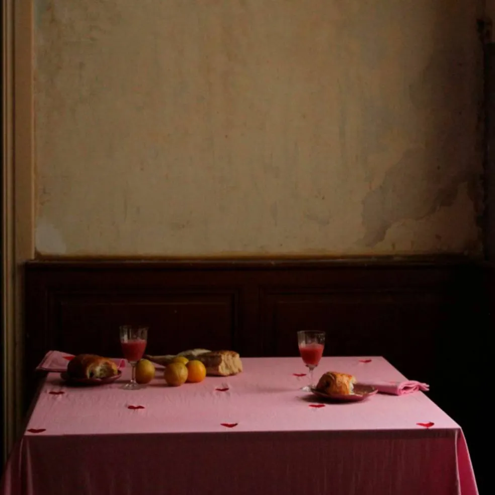 Pink Hearts bordsduk 250x145 cm, rosa