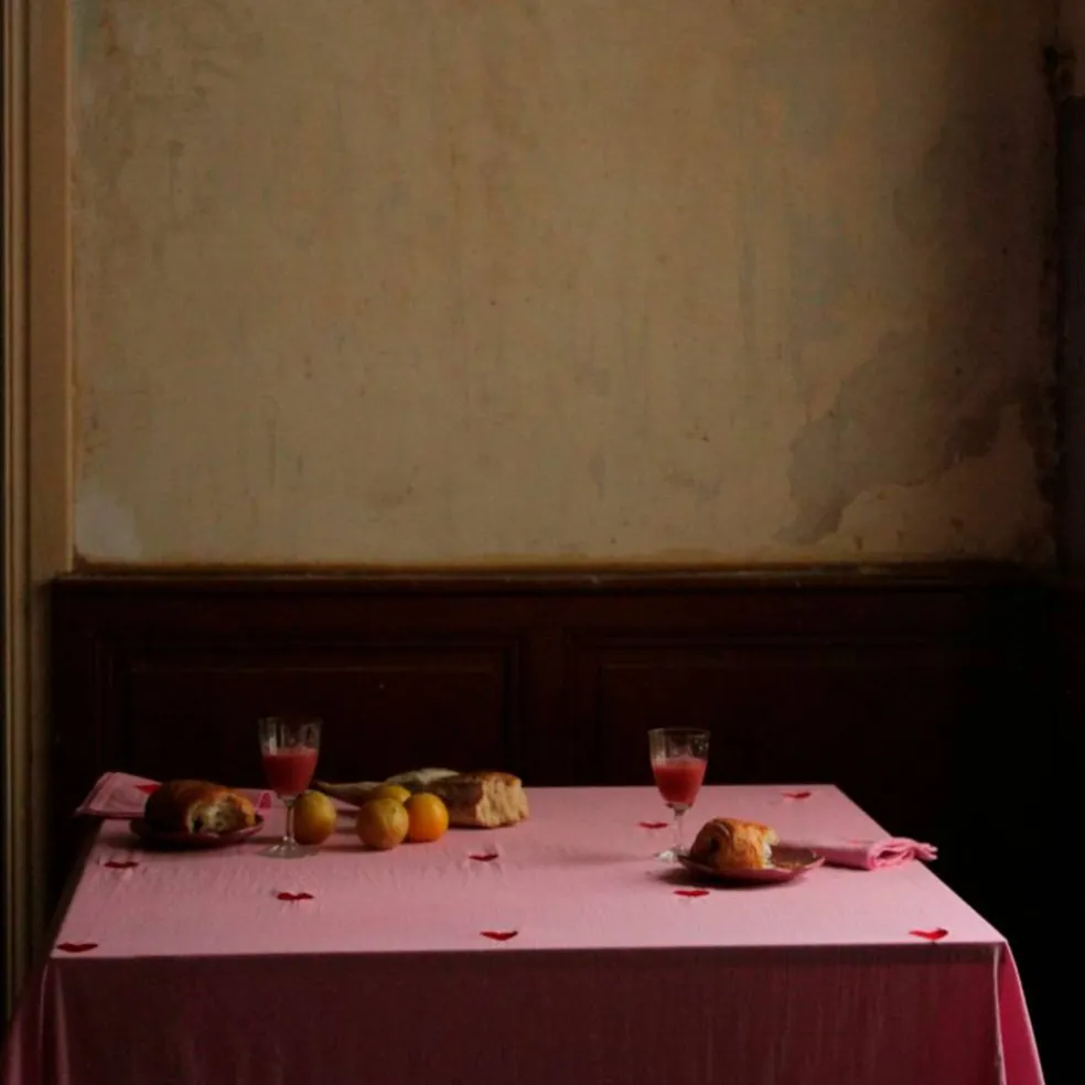 Pink Hearts bordsduk 250x145 cm, rosa