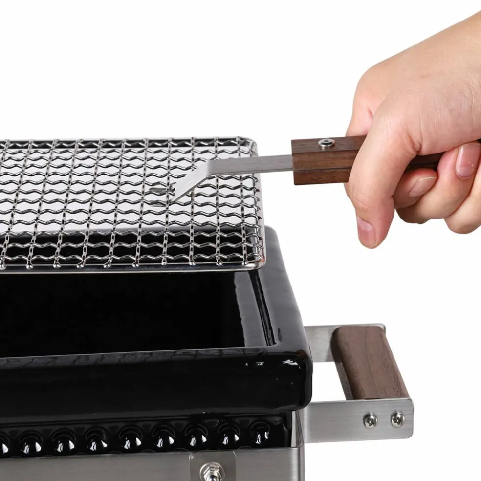 Premium hibachigrill, svart/valnöt