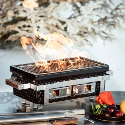 Premium hibachigrill, svart/valnöt