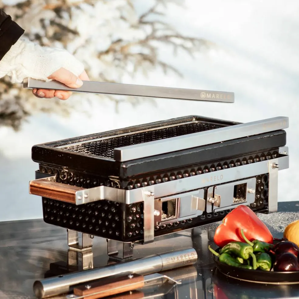Premium hibachigrill, svart/valnöt