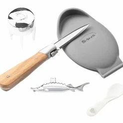 Presentset ostronkniv 5 delar, ekträ