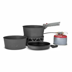 PrimeTech Stove Set stormkök med 2 kastruller 1,3 liter + stekpanna