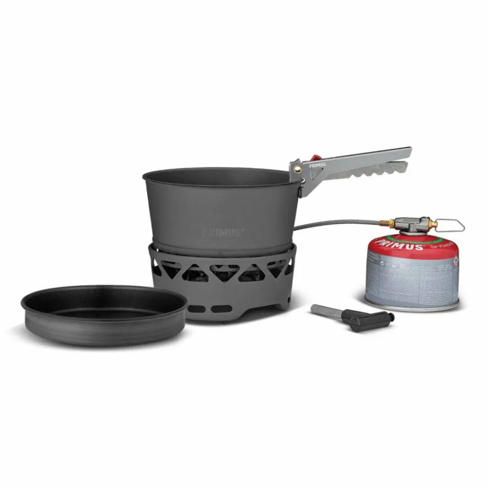 PrimeTech Stove Set stormkök med kastrull 1,3 liter + stekpanna
