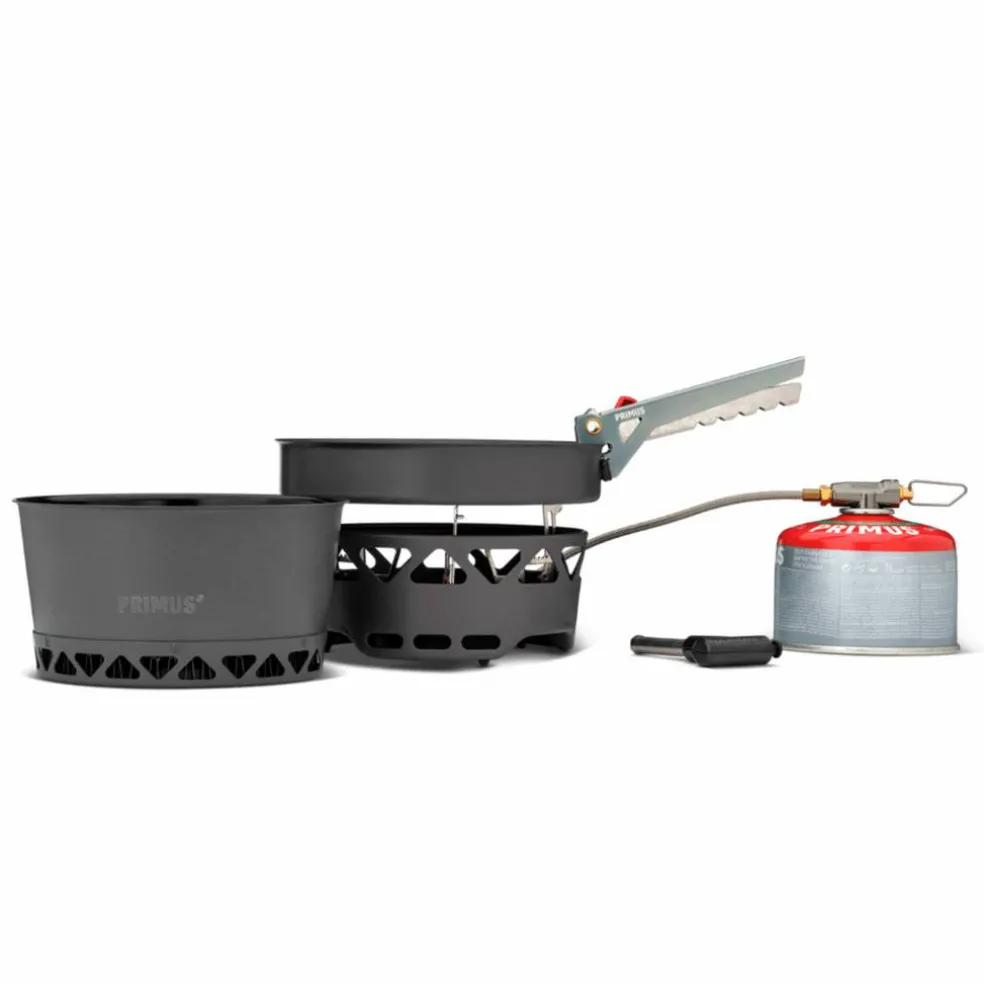 PrimeTech Stove Set stormkök med kastrull 1,3 liter + stekpanna