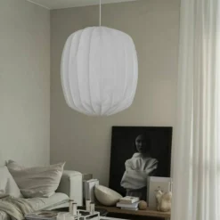 Prisma taklampa i linne 45 cm, vit