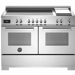 Professional PRO125I2EBIT2 induktionsspis 120 cm med 5 zoner, elektriskt stekbord och 2 ugnar, vit