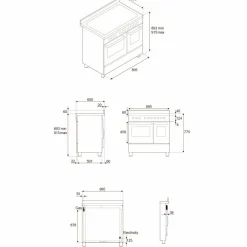 Professional PRO95I2EGIT2 induktionsspis 90 cm med 5 zoner och 2 ugnar, gul