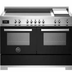 Professional PRO125I2ENET2 induktionsspis 120 cm med 5 zoner, elektriskt stekbord och 2 ugnar, svart