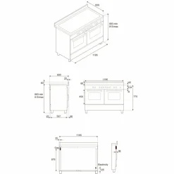 Professional PRO125I2EROT2 induktionsspis 120 cm med 5 zoner, elektriskt stekbord och 2 ugnar, röd