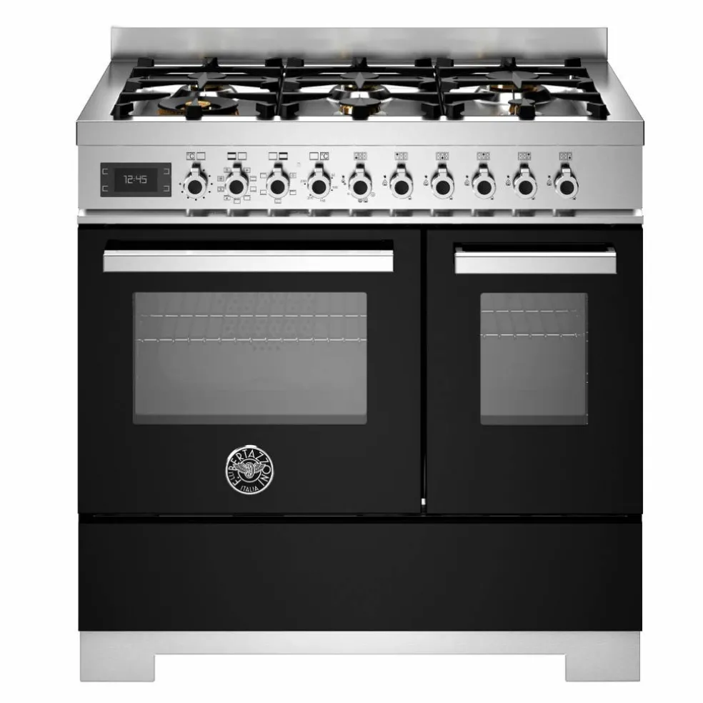 Professional PRO96L2ENET2 gasspis 90 cm med 6 brännare och 2 ugnar, svart