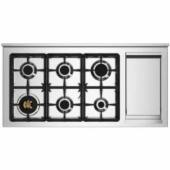 PRO126G2EART Professional gasspis 120 cm, 6 brännare och dubbelugn samt stekbord, orange