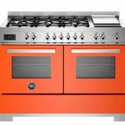 PRO126G2EART2 Professional gasspis 120 cm med 6 brännare, elektriskt stekbord och 2 ugnar, orange