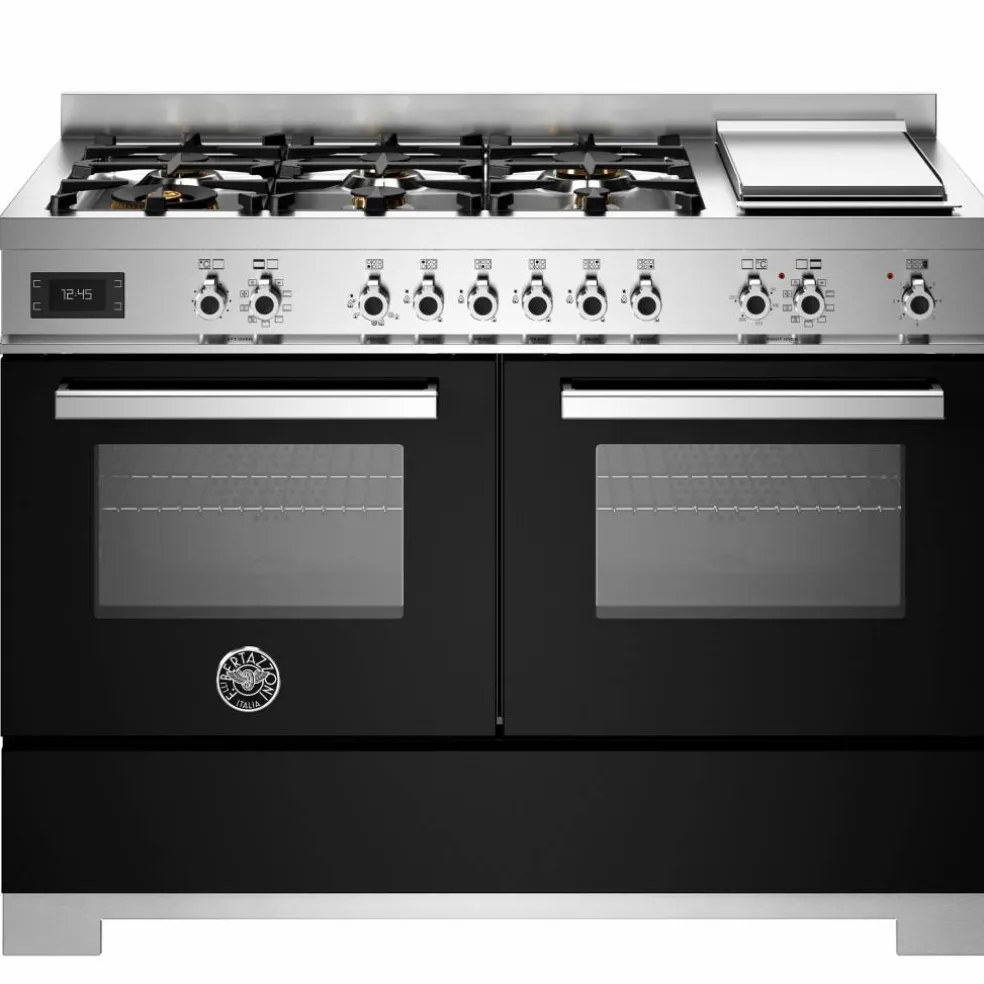 PRO126G2EBIT2 Professional gasspis 120 cm med 6 brännare, elektriskt stekbord och 2 ugnar, vit