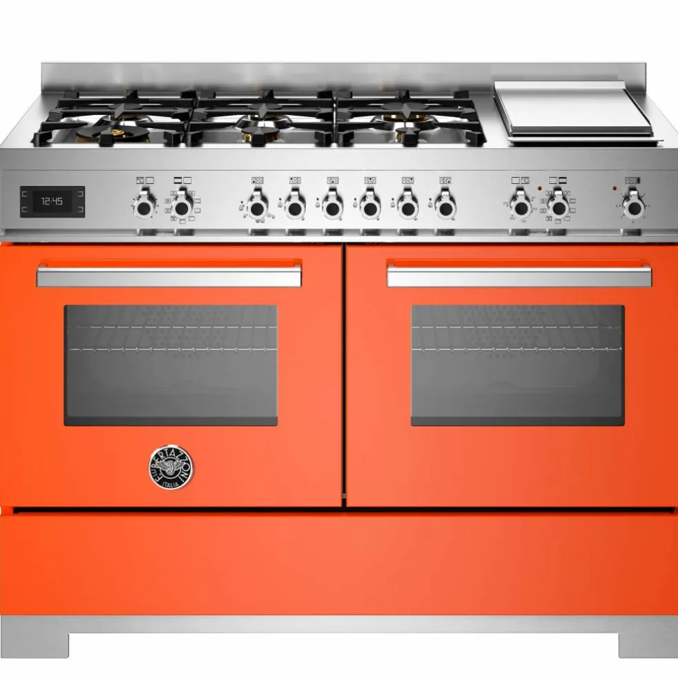PRO126G2EBIT2 Professional gasspis 120 cm med 6 brännare, elektriskt stekbord och 2 ugnar, vit