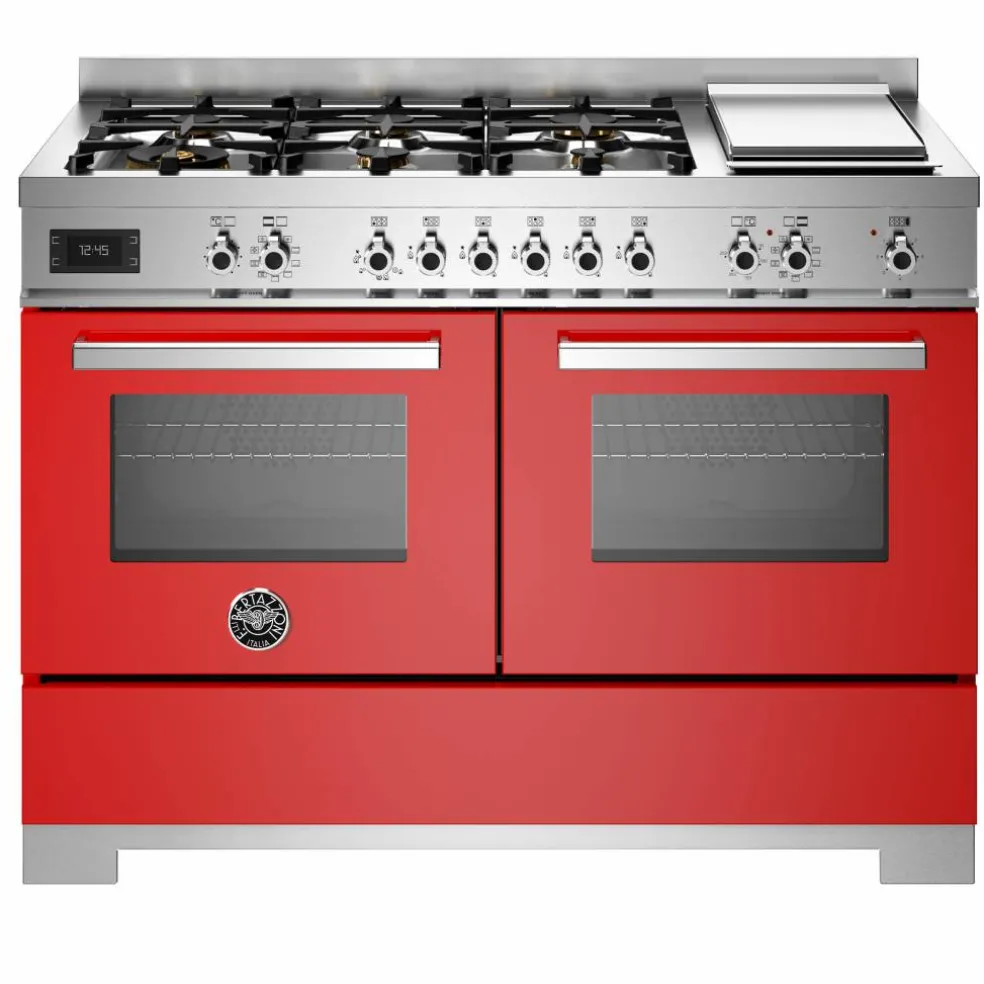 PRO126G2EBIT2 Professional gasspis 120 cm med 6 brännare, elektriskt stekbord och 2 ugnar, vit