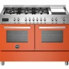 PRO126G2EBIT Professional gasspis, 120 cm, 6 brännare och dubbelugn samt stekbord, vit
