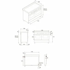 PRO126G2EGIT2 Professional gasspis 120 cm med 6 brännare, elektriskt stekbord och 2 ugnar, gul