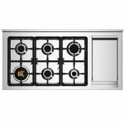 PRO126G2EGIT2 Professional gasspis 120 cm med 6 brännare, elektriskt stekbord och 2 ugnar, gul