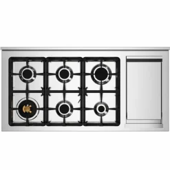 PRO126G2EGIT2 Professional gasspis 120 cm med 6 brännare, elektriskt stekbord och 2 ugnar, gul