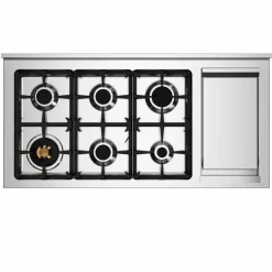 PRO126G2ENET2 Professional gasspis 120 cm med 6 brännare, elektriskt stekbord och 2 ugnar, svart