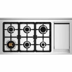 PRO126G2EXT2 Professional gasspis 120 cm med 6 brännare, elektriskt stekbord och 2 ugnar, rostfritt stål