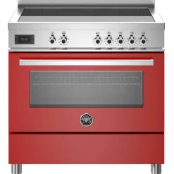 PRO95I1EROT Professional induktionsspis med singelugn, 90 cm, röd