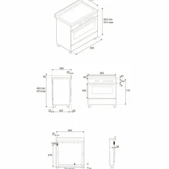 PRO95I1EROT2 Professional induktionsspis 90 cm med 5 zoner och 1 ugn, röd