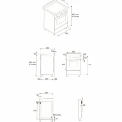 PRO64I1EROT2 Professional induktionsspis 60 cm med 4 zoner och 1 ugn, röd