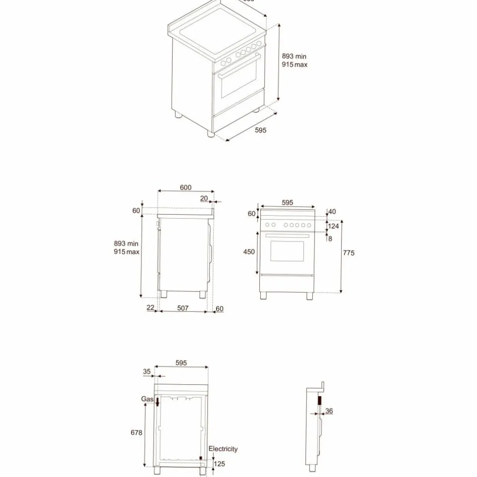 PRO64I1EROT2 Professional induktionsspis 60 cm med 4 zoner och 1 ugn, röd