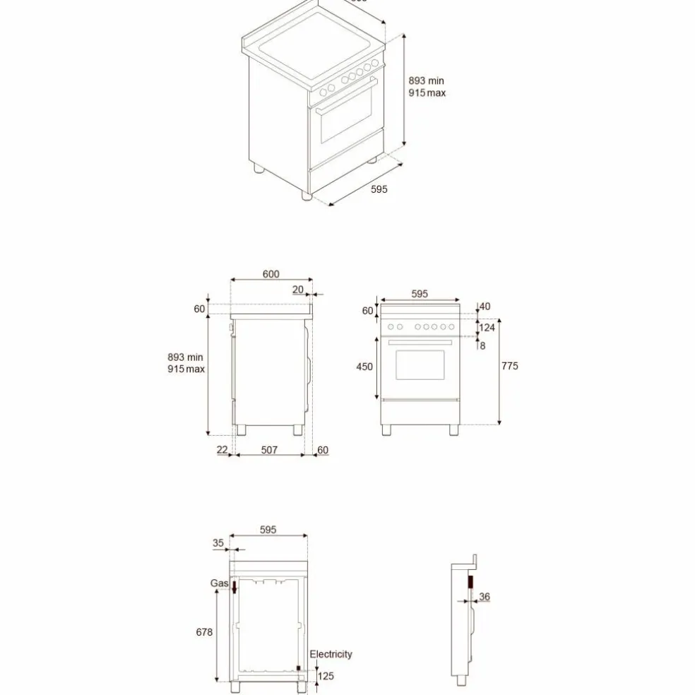 PRO64I1EROT2 Professional induktionsspis 60 cm med 4 zoner och 1 ugn, röd