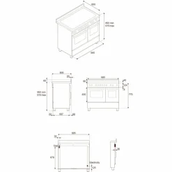 PRO106L2EBIT2 Professional gasspis 100 cm med 6 brännare och 2 ugnar, vit