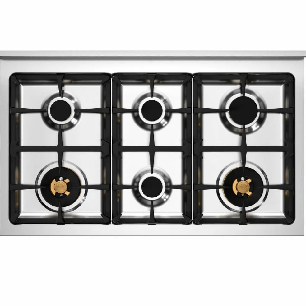 PRO106L2EBIT2 Professional gasspis 100 cm med 6 brännare och 2 ugnar, vit