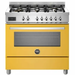 PRO96L1EGIT Professional gasspis med singelugn, 90 cm, gul