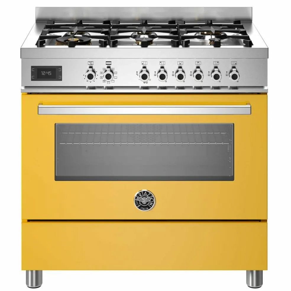 PRO96L1EGIT Professional gasspis med singelugn, 90 cm, gul