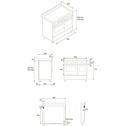 PRO106L2EGIT2 Professional gasspis 100 cm med 6 brännare och 2 ugnar, gul