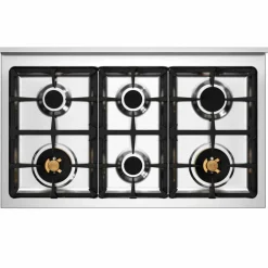 PRO106L2EGIT2 Professional gasspis 100 cm med 6 brännare och 2 ugnar, gul