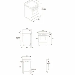 PRO64L1ENET2 Professional gasspis 60 cm med 4 brännare och 1 ugn, svart